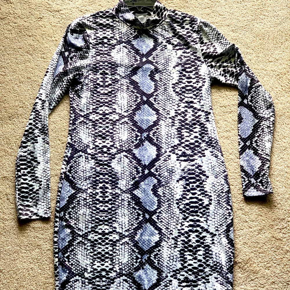 Mock Neck Snakeskin body con dress from SHEIN